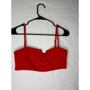 Tiger Mist Red V Neck Corset Crop Top Spaghetti Strap Zipper Back Size S
